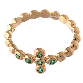 Bague AMEN boules arg 925 doré zircons verts s2