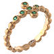 AMEN Beads Ring gilded silver 925, green zircons s1