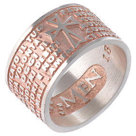 Anillos oración: Anillo AMEN Padre Nuestro ITALIANO plata 925 acabado rosado