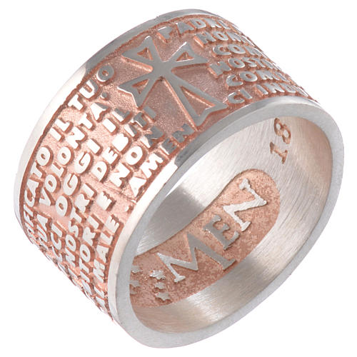 Ring AMEN Our Father ITA Silver 925, pink finish 1
