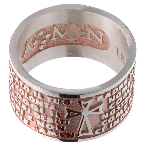 Ring AMEN Our Father ITA Silver 925, pink finish 2