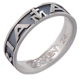 Anillo AMEN Ave Maria plata 925 oscuro s1