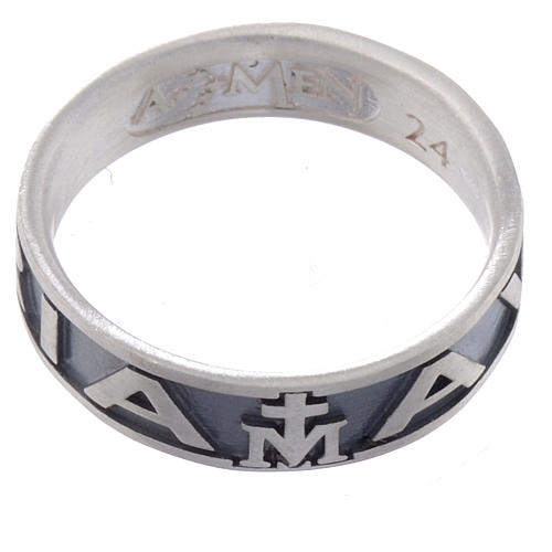 Ring AMEN Hail Mary silver 925, Burnished finish 2