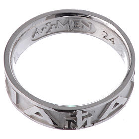 Anillo AMEN Ave Maria plata 925 acabado rodiado s2