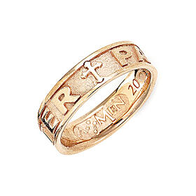 AMEN ring with Pater Noster inscription, gold plated 925 silver