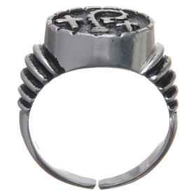 Bishop ring in burnished 925 silver with symbols