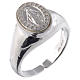 Ring in 925 silver with Miraculous Medal, white and adjustable s1