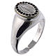 Ring in 800 silver with Miraculous Medal, black and adjustable s1