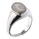 Ring in 925 silver with Our Lady of Lourdes medal, white and adjustable s1