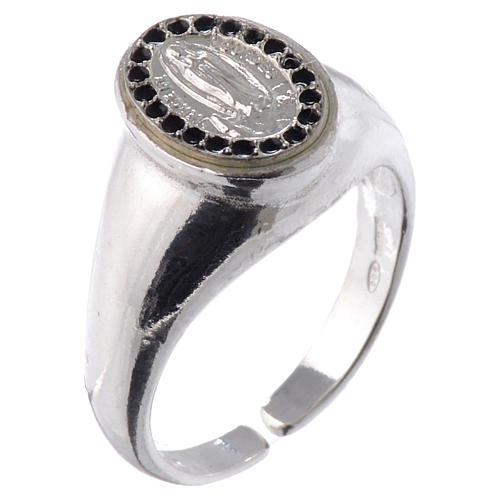 Holyart Orecchini In Argento 800 Con Medaglia Madonna Di Lourdes E Smalto Nero - Lunghi 4 Cm - GI003541