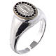 Ring in 800 silver with Our Lady of Lourdes medal, black and adjustable s1