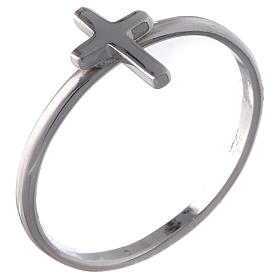 Bague AMEN croix classique argent 925 fin. rhodium s1