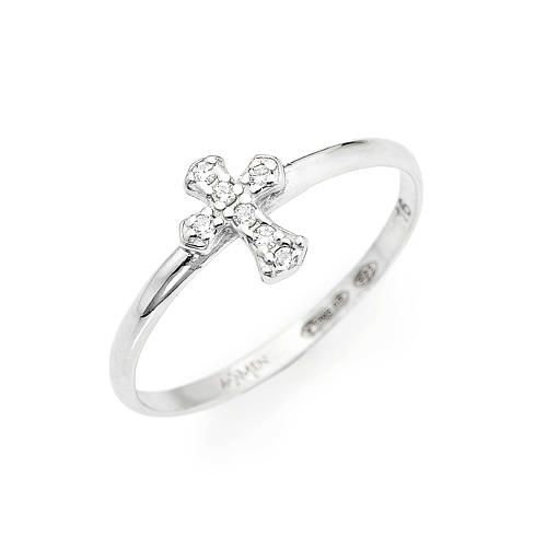 Bague AMEN petite croix argent 925 fin. rhodium 2