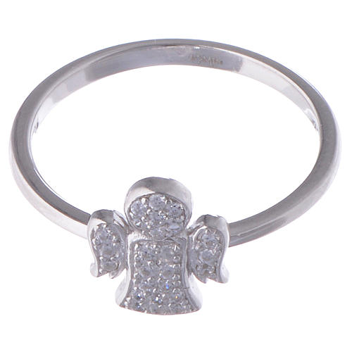 Ring AMEN Angel silver 925 rhinestones, Rhodium finish 2