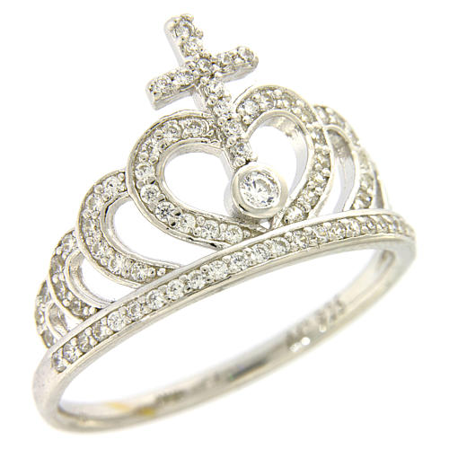 Ring AMEN Queen Crown silver 925 rhinestones 1