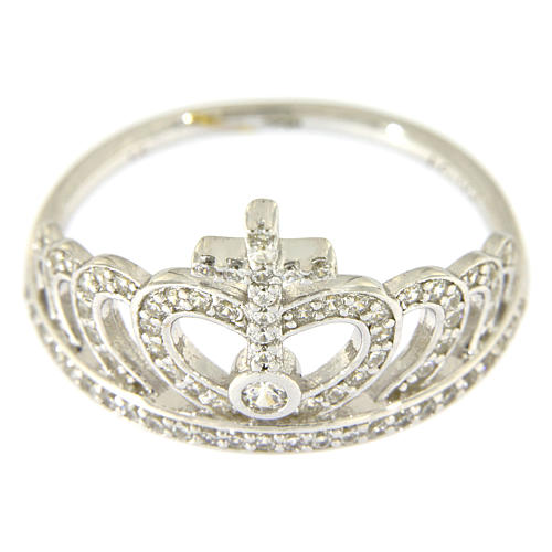 Ring AMEN Queen Crown silver 925 rhinestones 2