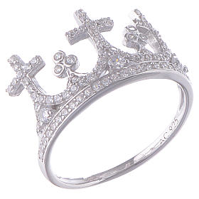 Ring AMEN King Crown silver 925 rhinestones