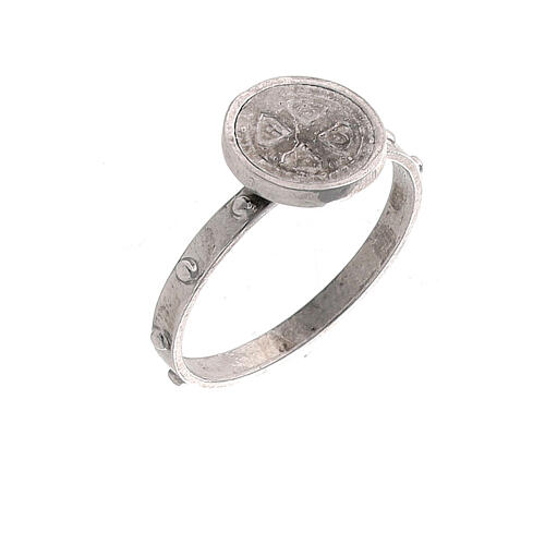 Saint Benedict single-decade ring in 925 silver 3