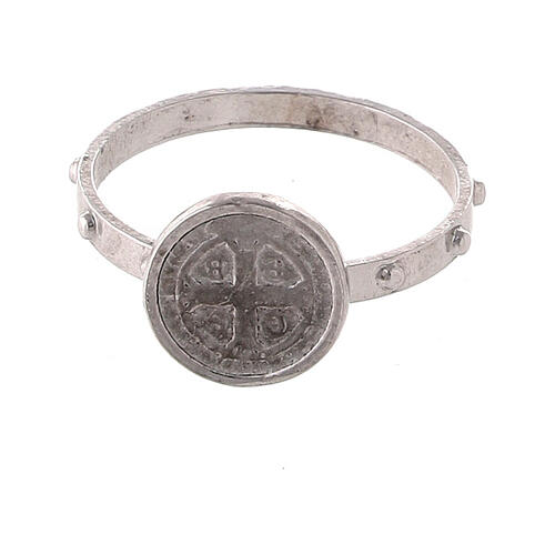 Saint Benedict single-decade ring in 925 silver 4
