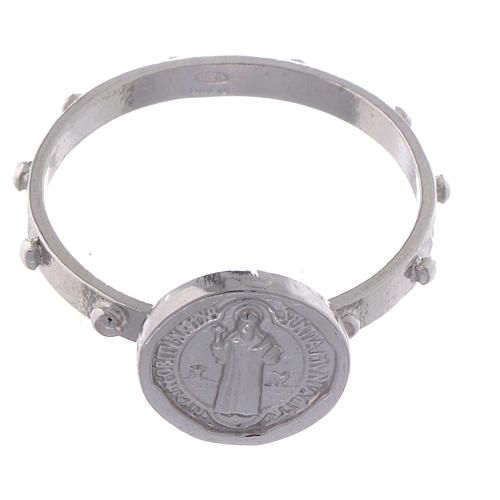 Pierścionek różaniec dziesiątka srebro 925 Święty Benedykt 2