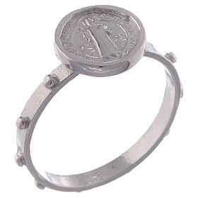 Saint Benedict single-decade ring in 925 silver