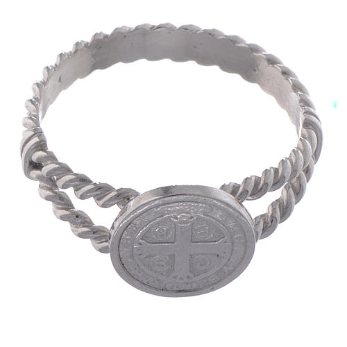 Saint Benedict intertwined ring in 925 silver 2