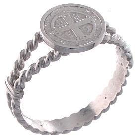 Saint Benedict intertwined ring in 925 silver