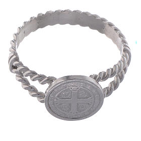 Saint Benedict intertwined ring in 925 silver