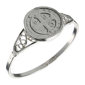 Saint Benedict ring in 800 silver