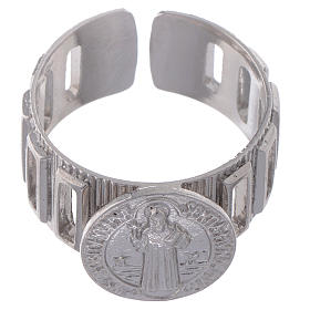 Pierścień dziesiątka szeroki Święty Benedykt srebro 925