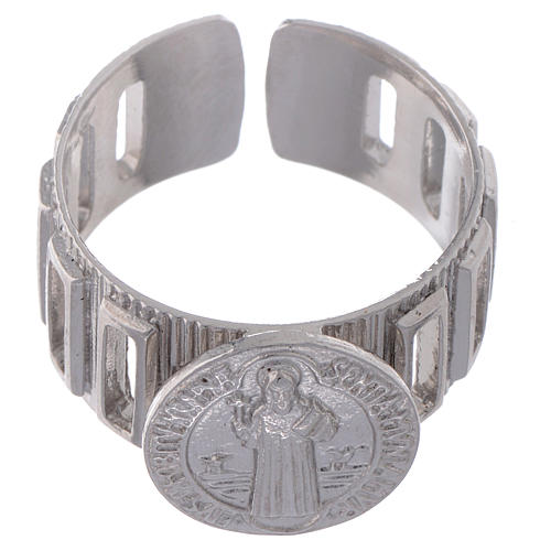 Pierścień dziesiątka szeroki Święty Benedykt srebro 925 2