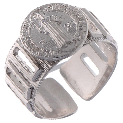 Saint Benedict ring in 925 silver adjustable 1