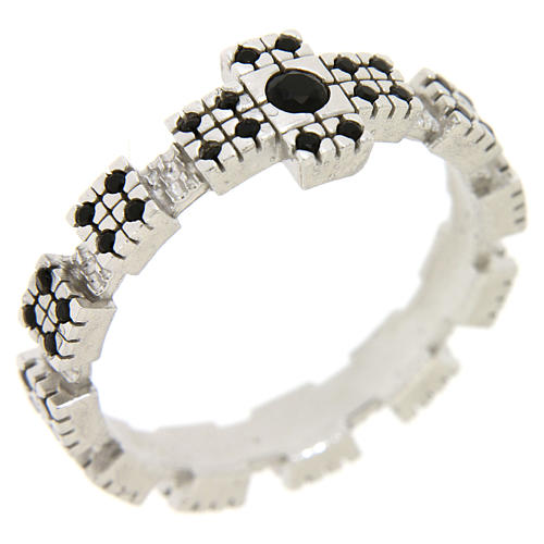 Ring in sterling silver with black zircons, rhodium plated 3