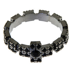 Zehner Ring schwarzen Silber 925 mit Zirkonen