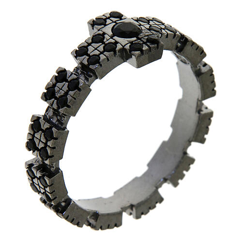 Zehner Ring schwarzen Silber 925 mit Zirkonen 1