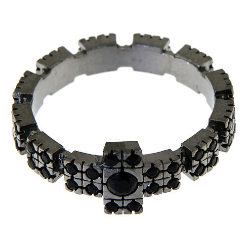 Zehner Ring schwarzen Silber 925 mit Zirkonen 2