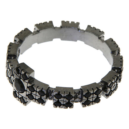 Zehner Ring schwarzen Silber 925 mit Zirkonen 3