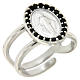 Ring in 925 silver with black zircons Miraculous Medal s1