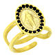 Ring in 925 silver with black zircons Miraculous Medal, golden s1