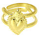 Anel dourado em prata 925 com coração ex-voto cheio regulável s2