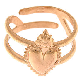 Ring in sterling silver Votive Heart, golden, rose-coloured