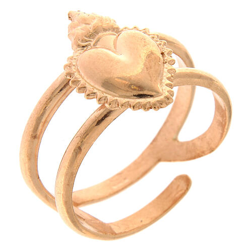 Ring in sterling silver Votive Heart, golden, rose-coloured 1