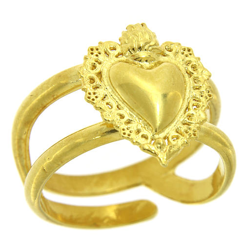 Anello regolabile dorato con cuore votivo vuoto in argento 925 1
