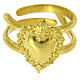 Anel regulável dourado com coração ex-voto vazio em prata 925 s2