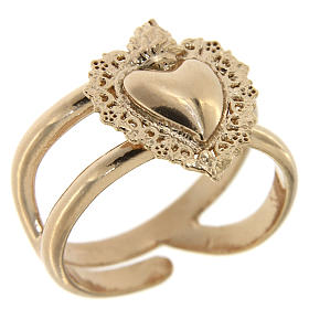 Anillos oración: Anillo ajustable rosado con corazón votivo vacío de plata 925