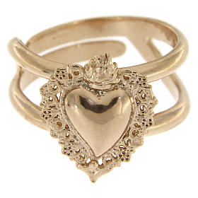 Anillos oración: Anillo ajustable rosado con corazón votivo vacío de plata 925