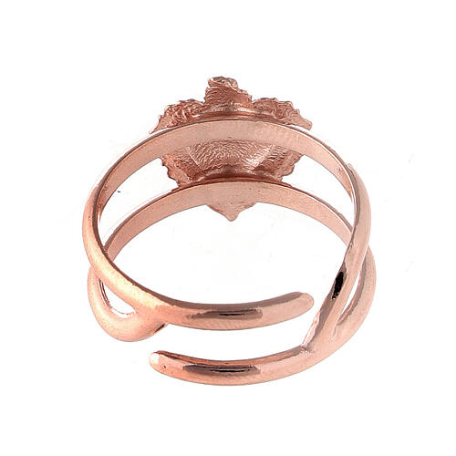 Anello regolabile rosato con cuore votivo vuoto in argento 925 3