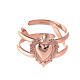 Anello regolabile rosato con cuore votivo vuoto in argento 925 s2