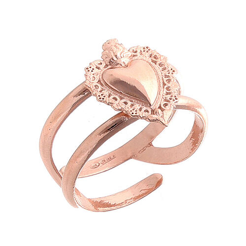 Ring in 925 silver with Votive Heart, golden, rose-coloured 1