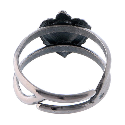 Anello regolabile in argento 925 con cuore votivo vuoto 3